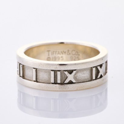 Tiffany & Co, Sterling Silver Atlas Ring with Box