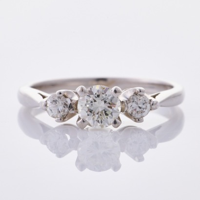 14ct White Gold, 0.50ct Three Stone Diamond Ring