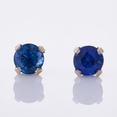 14ct White Gold, 3.70mm Sapphire Stud Earrings