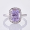 18ct White Gold, Modern, 3.15ct Pinkish Purple Sapphire / .18ct Diamond Ring - As new