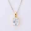 18ct Yellow Gold, Aquamarine Pendant, on 18ct White Gold Chain - As new