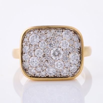 9ct Yellow Gold, Modern, 2.0ct Diamond Cluster Ring