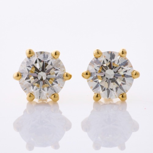 Browns Jeweller, 18ct Yellow Gold, "Protea Collection," 1.00ct Diamond Stud Earrings