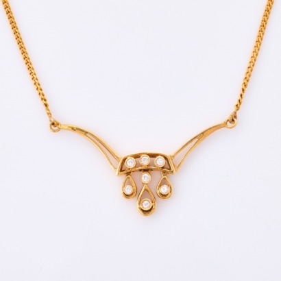 41cm, 14ct / 9ct Yellow Gold, .14ct Diamond Set Chain