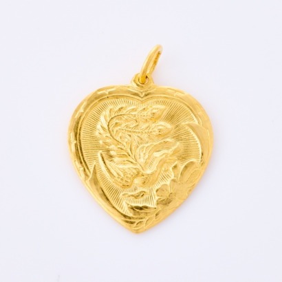 24ct Yellow Gold, Heart Shaped Pendant