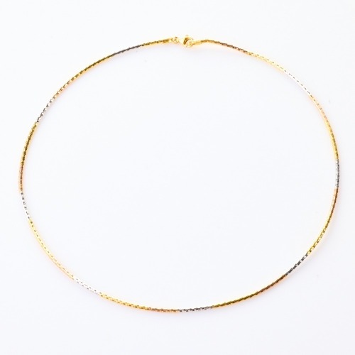 18ct Yellow, White and Rose Gold, 38cm Omega Style Collier, Made in Italy