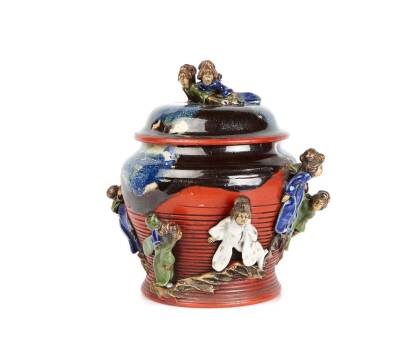 A Sumida Pottery Lidded Jar