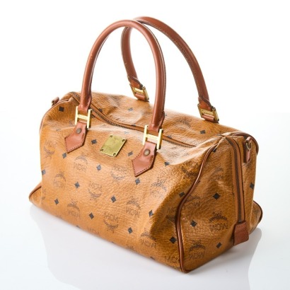 MCM, Cognac Leather Boston Bag