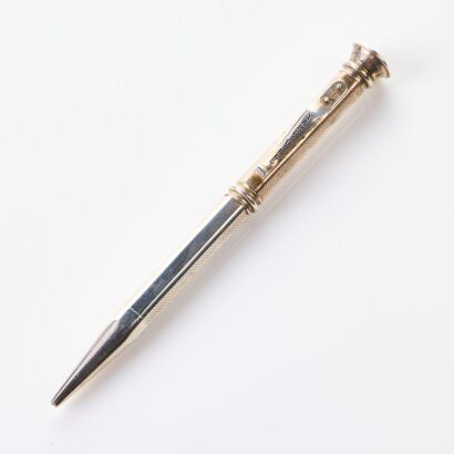 Yard-o-Lead, Scepter Sterling Silver Amethyst Ballpoint Pen with Box