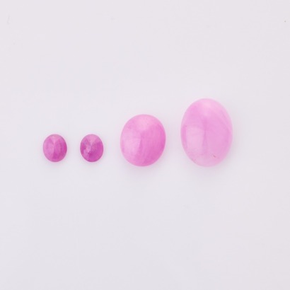 Parcel of Four, Candy Pink Rubies - Two Large and Two Small, totalling 17.50cts