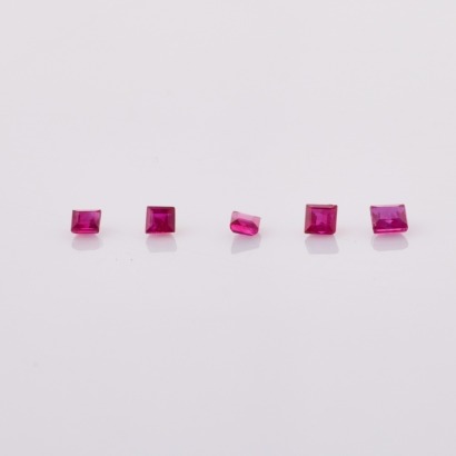 Parcel of Five Small, Loose Baguette Cut Rubies totalling .35cts
