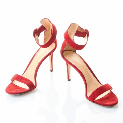 Gianvito Rossi, Red Suede Portofino Heels, Size 40