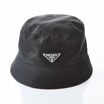 Prada, Nylon Black Bucket Hat, Size M