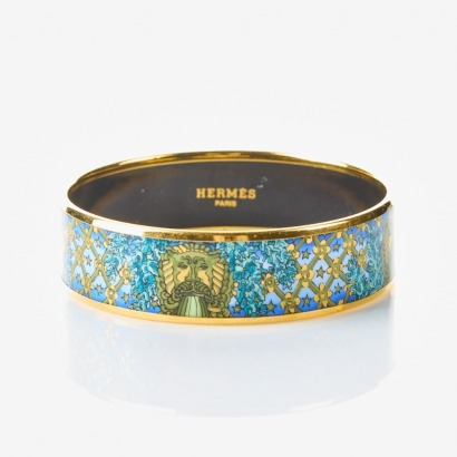 Herm&egrave;s, Wide Blue Enamel Bangle
