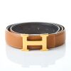 Herm&egrave;s, Reversible Gold/Black Hammered "H" Constance Belt 110 cm