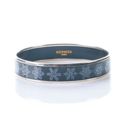 Herm&egrave;s, 13mm Wide Snowflake Enamel Bangle