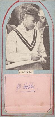 A Card Mounted Image and Signature of Sir Jack Hobbs