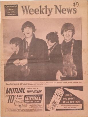 Framed Weekly News Magazine featuring The Beatles on the Cover