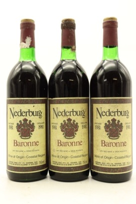 (3) 1981 Nederburg Baronne Red Blend, Western Cape