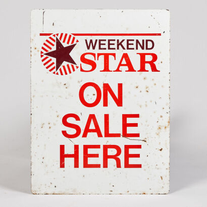 A Vintage Weekend Star On Sale Sign