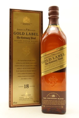 (1) Johnnie Walker Gold Label The Centenary Blend 18 Year Old Blended Scotch Whisky, 40% ABV, 750ml