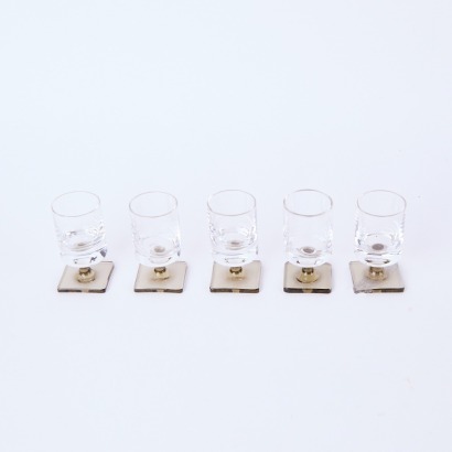 A Set of Five Smokey Base Shot Glasses