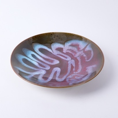A Signed New Zealand Studio Pottery Squiggle Large Crater Bowl