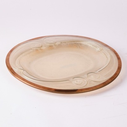 A Darryl Fagence Art Glass Plate with Koru Design