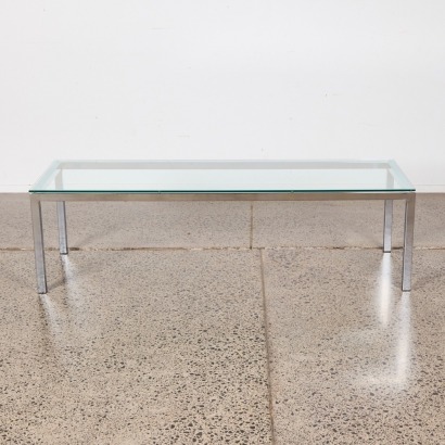 A Chrome and Glass Coffee Table
