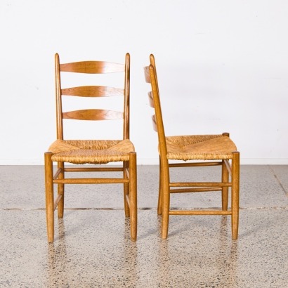 A Pair of Ash and Rush Chairs, c.1950