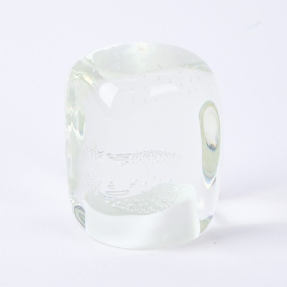 A Clear Art Glass Air Patterned Paper Weight