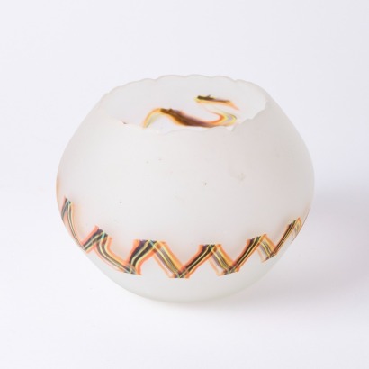 A Garry Nash Clear Glass Vase with Wavy Motif