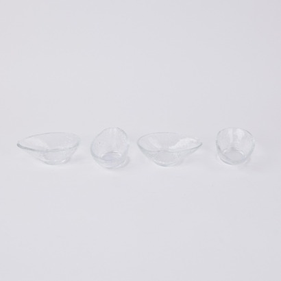 A Set of Four Dartington Avocado Formed Handmade Glass Dishes by Frank Thrower A/F