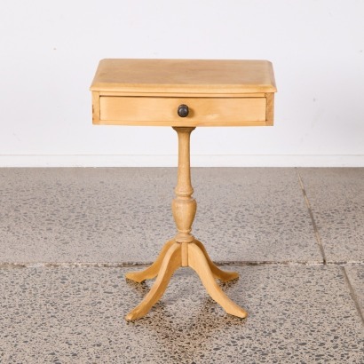 A Natural Wood Single Drawer Bedside Table A/F