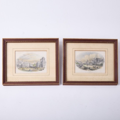 A Pair of Etchings of Notable British Buildings