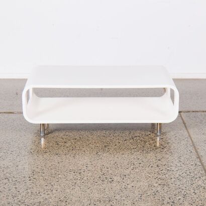 A MCM Curved Coffee Table In White