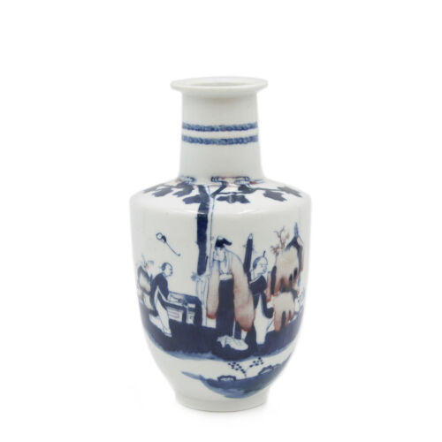 A Chinese Underglaze Blue and Red Vase decorated with figures