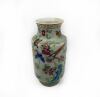 A Chinese Mid Qing Dynasty Celadon Glazed Canton Famille Rose Vase (repaired on rim)