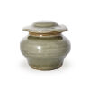 A Chinese Yuan Dynasty Longquan Celadon Jar with Lotus Leaf-shaped Lid (lid repaired)