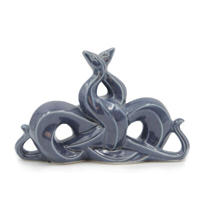 A Japanese Blue Glazed Procelain 'Snake' Ornament