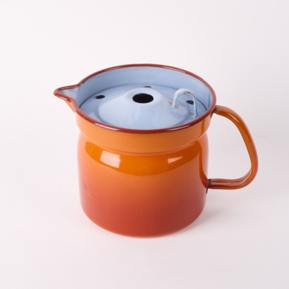 A Dru Holland Flame Enamel Milk Boiler