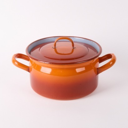 A Dru Holland Flame Enamel Casserole