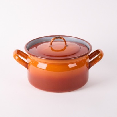 A Dru Holland Flame Enamel Casserole