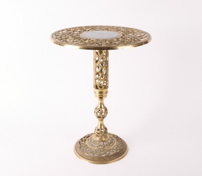 A Small Brass and Metal Side Table