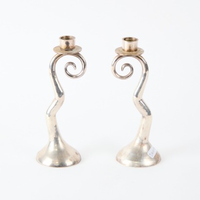 A Pair of Alloy Candle Holders