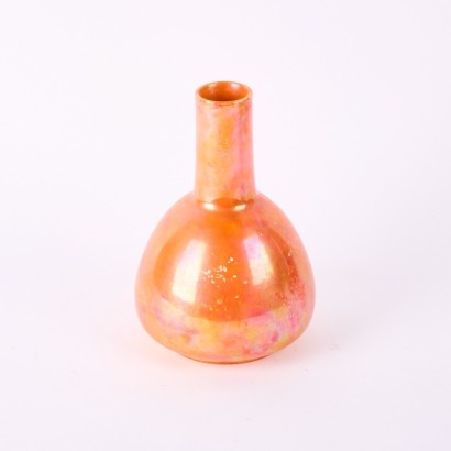 A Ruskin Vintage Orange Luster Glaze Vase