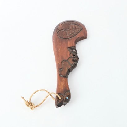 A Carved Patu Sign And Dated 1979