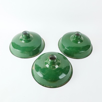 A Pair of Vintage Enamel Light Shades