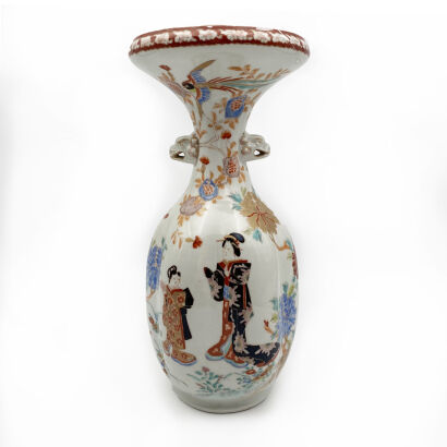 A Japanese Kutani Vase with a pair of handles