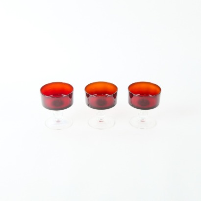 A Trio of Red Glass Bowls